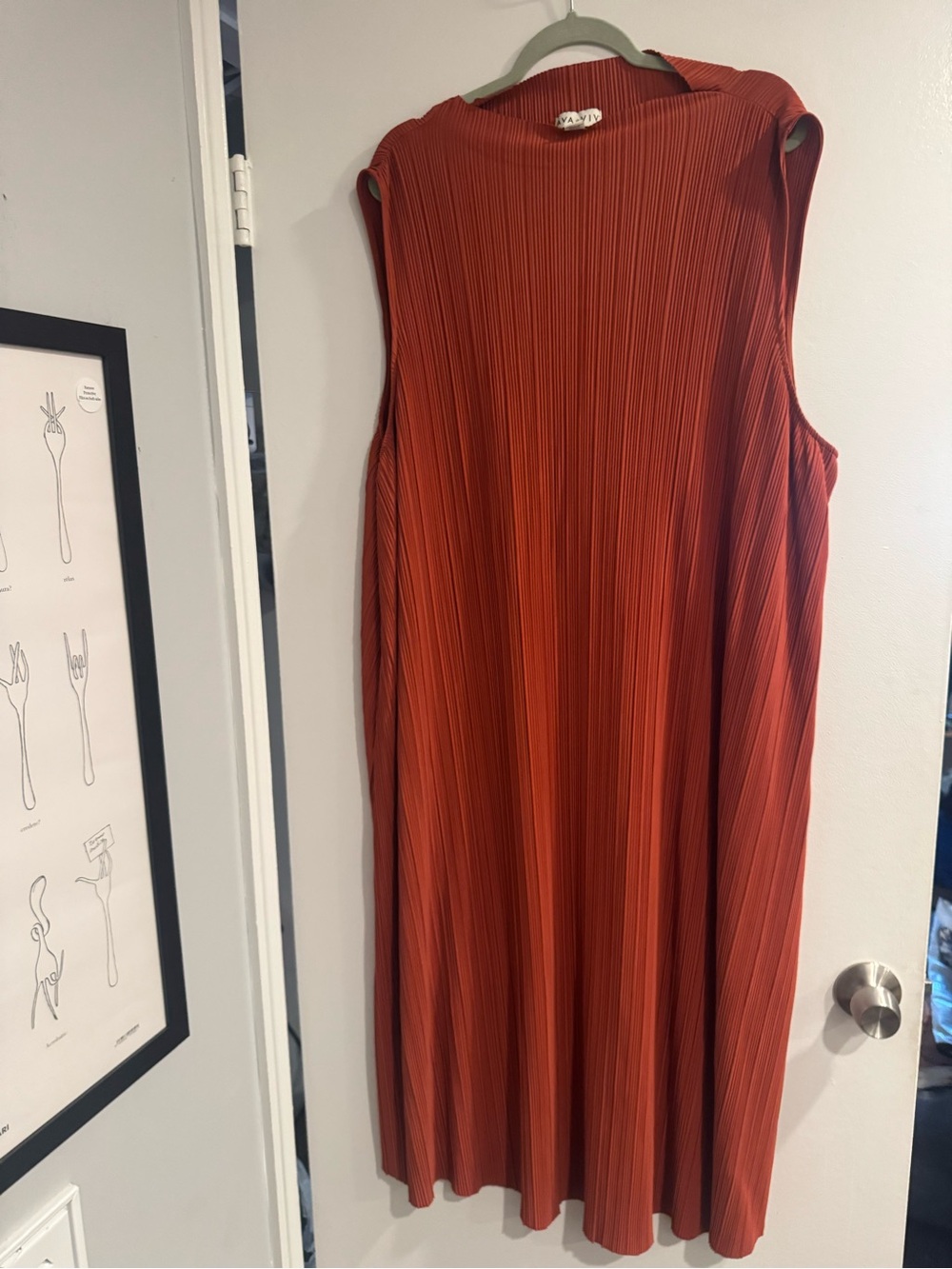 Ava & Viv Rust Pleated Midi Dress Sleeveless Plus Size 3X